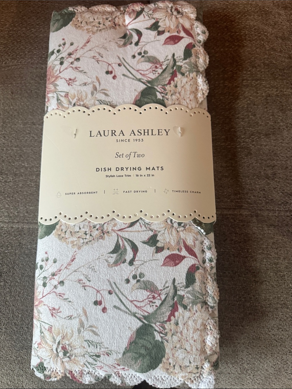 Laura Ashley Floral Dish Drying Mats Heatherwick Trail Set of 2 NWT